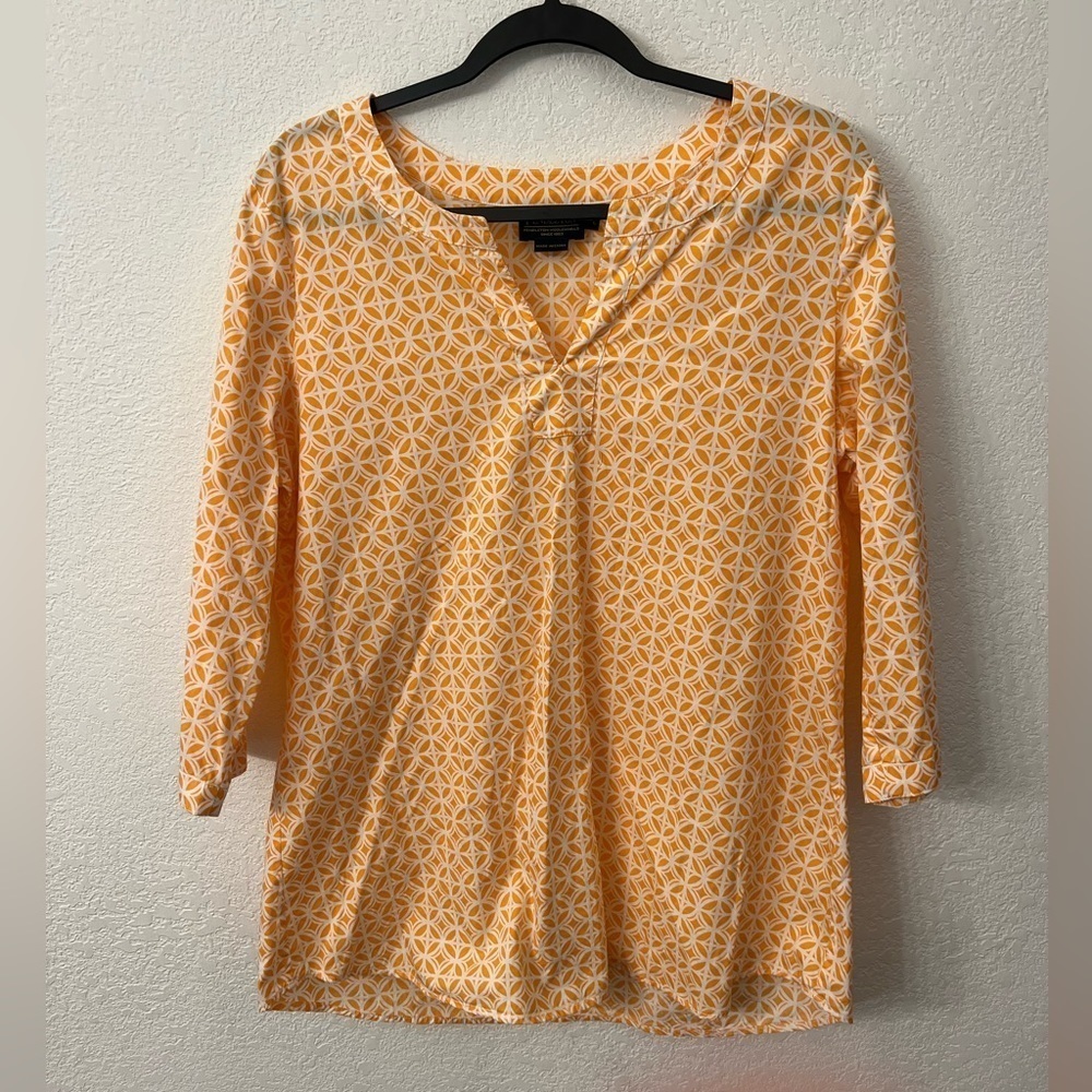 Pendleton Geometric Orange Cotton Split Neck Blou… - image 1